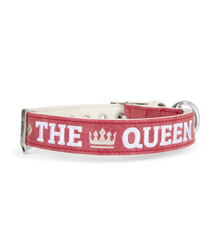 Collar Royal 2Xl Faux Leather Cream & Bordeaux Embroded The Queen White Bronze